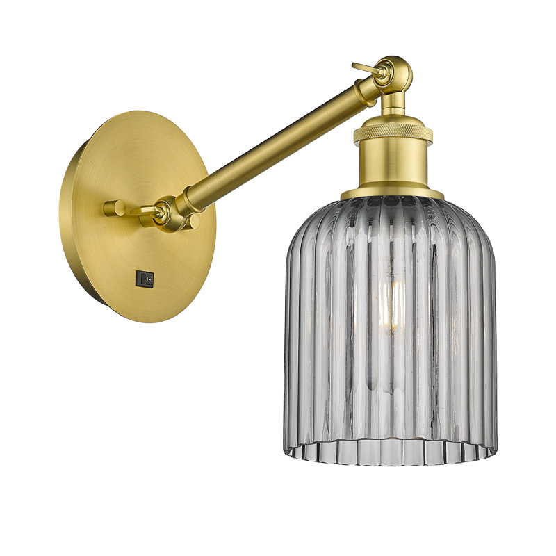Fiennes Armed Sconce, Satin Gold, Light Smoke