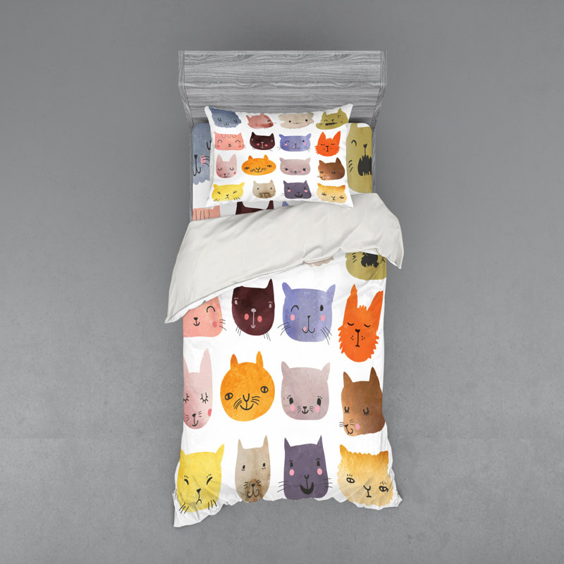 Ensemble de housse de couette orange en microfibre campagnard, Housse de couette simple + 6 pièces supplémentai
