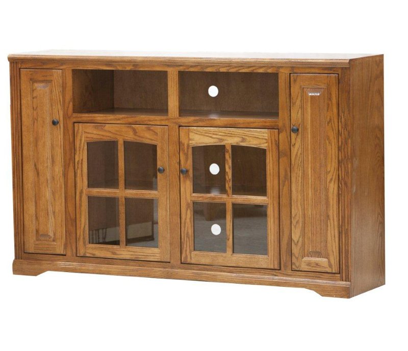 Meuble télé pour téléviseur Rafeef , Chêne médium, H 40,5 po x l 66 po x P 17 po