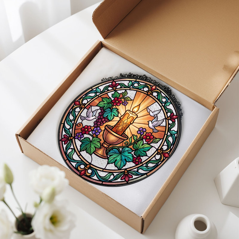 Panneau de vitrail en verre coloré, 7,8 heures, H 7,8 po