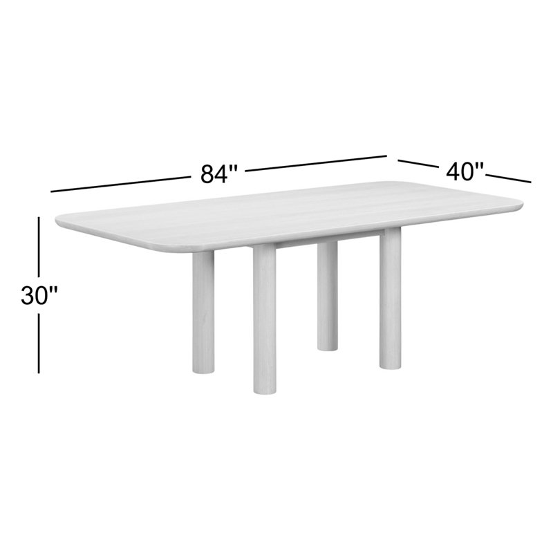 Morenci Ash Wood Rectangular Dining Table In White Sand
