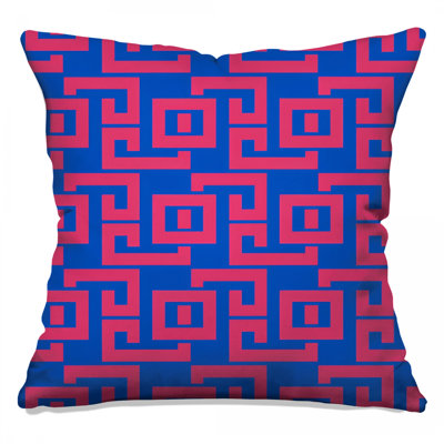 Blue Pink Greek Key Double Sided Throw Pillows