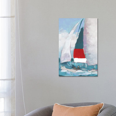 Red and Blue Sail I 1 Piece Wrapped Canvas Wall Art