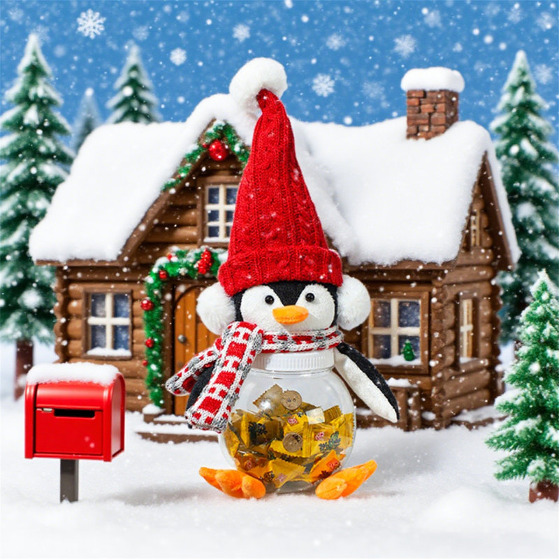 Décorations de Noël Figurines de poupées bonbons pingouins décorations de Noël, A