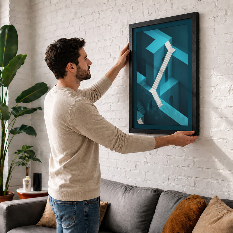 Ascent Geometric - Framed Print, A1 - 84.1 x 59.4 cm, Walnut