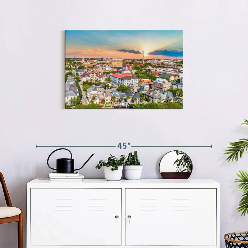 Vue aérienne du centre-ville de Nicci, Charleston, H 20 po x l 30 po