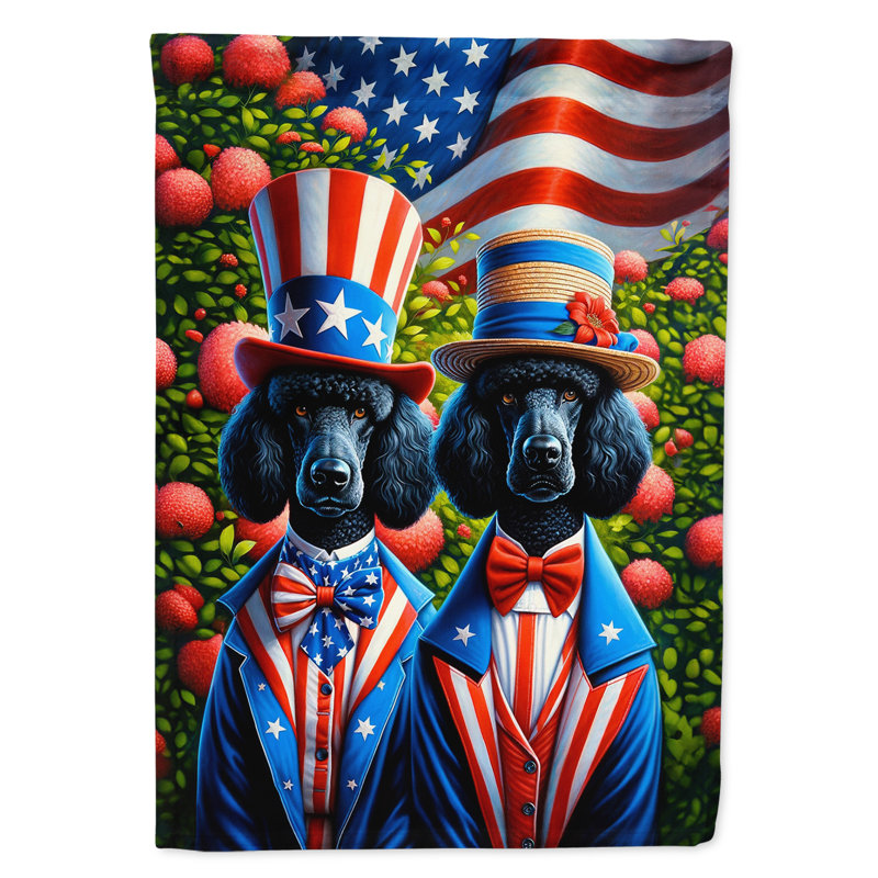 Drapeau «All American House», Caniche à rayures bleues / rouges