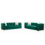 Ensemble de canapés à compression, velours vert 3 places, Chesterfield moderne