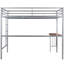 Lit mezzanine simple avec garde-corps et bureau en métal argenté polyvalent-1336992723