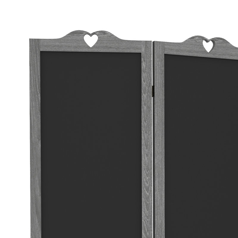Cloison pliante 4 panneaux avec tableau noir, Gris