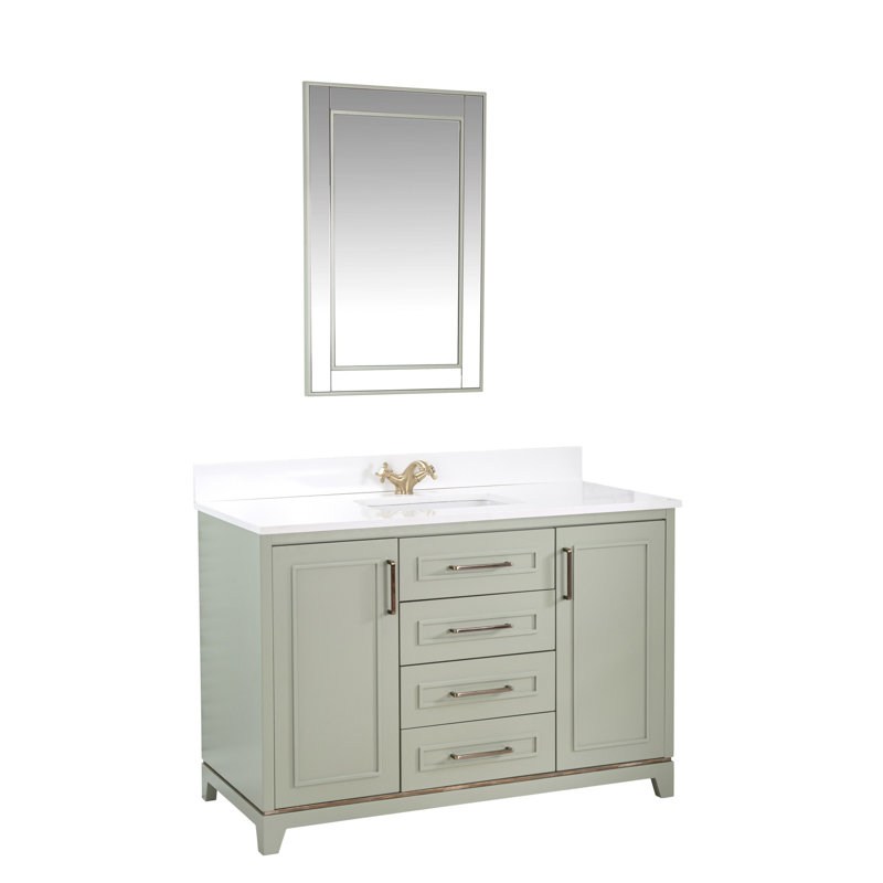 Ensemble de meuble-lavabo simple 47,2 po avec miroir Chantaya, Vert