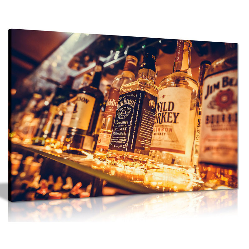 Man Cave Liquor Bottles - Wrapped Canvas Print, 51cm H x 76cm W