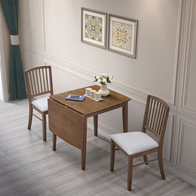 Ensemble de 3 tables de salle à manger pliables en bois à abattants de 47 pouces de couleur noyer 