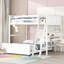 Full Over Full Bunk Bed with Desk, White, 79.5"L x 57.2"W x 68.3"H, Solid Wood+MDF, 2 Pieces