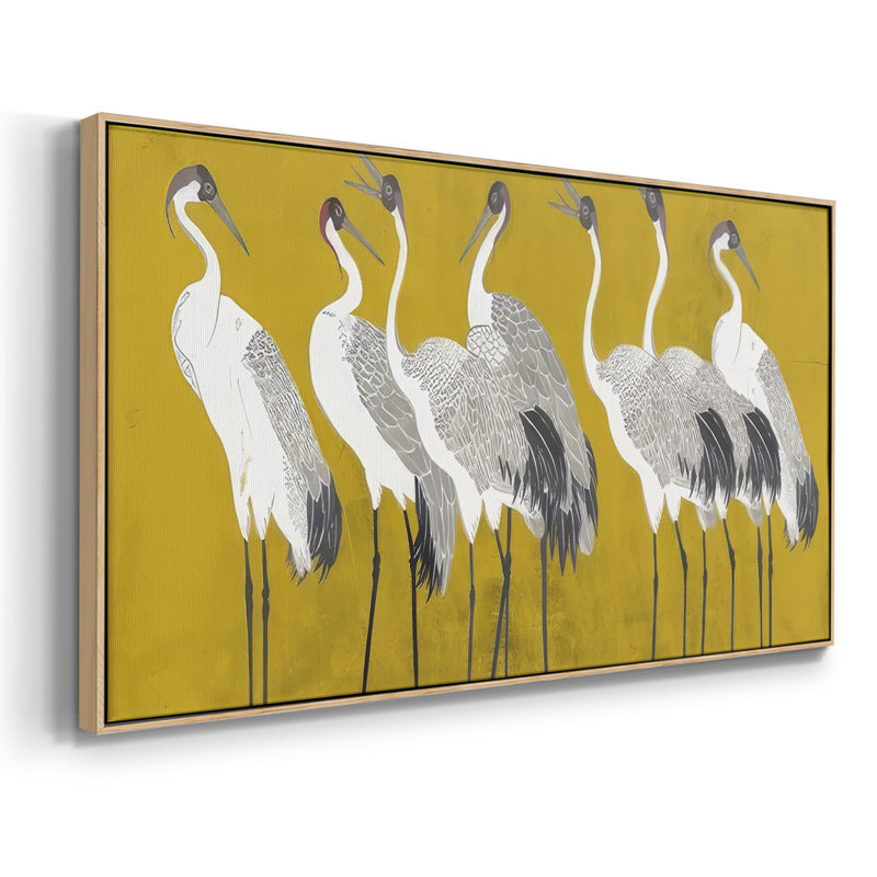 Chanson de la grue I - Toile tendue avec châssis encadré - Prêt à être accroché, 21" H x 41" W, Naturel