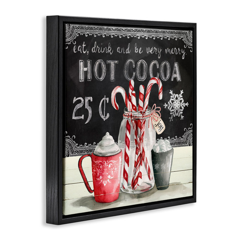 Cacao et cannes de bonbon, H 18 po x l 18 po, Cadre flottant noir de jais