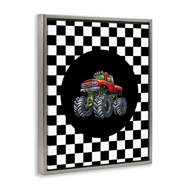 Cadre flottant Monster Truck Dude, design par Kim Allen, Gris, H 31 po x l 25 po