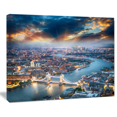 Wrapped Canvas Photograph - Aerial View London Dusk