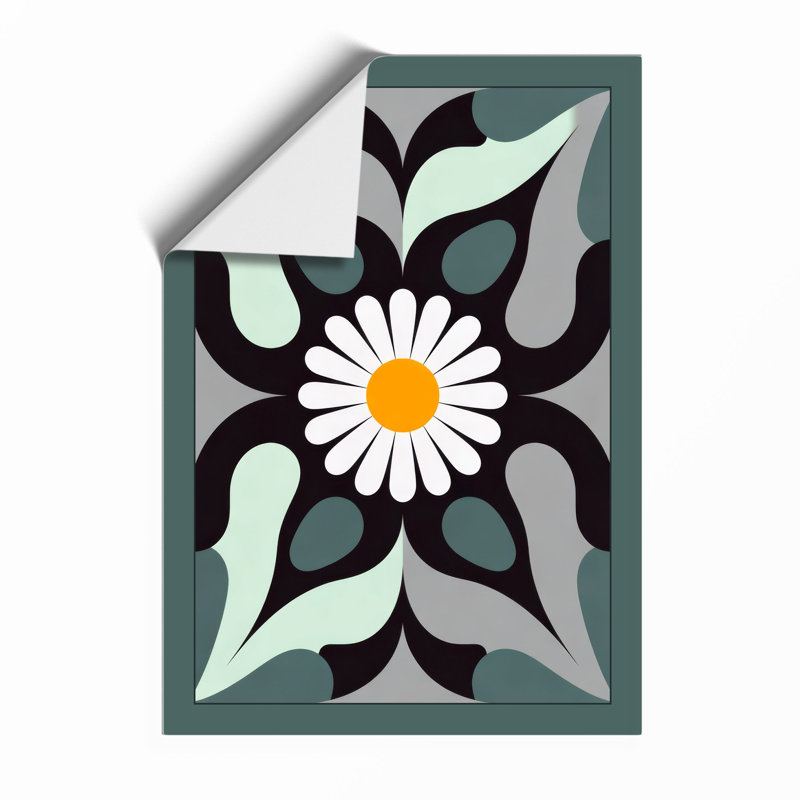 Daisy Symmetry Mid-Century - Framed Print, A1 - 84.1 x 59.4 cm, Unframed