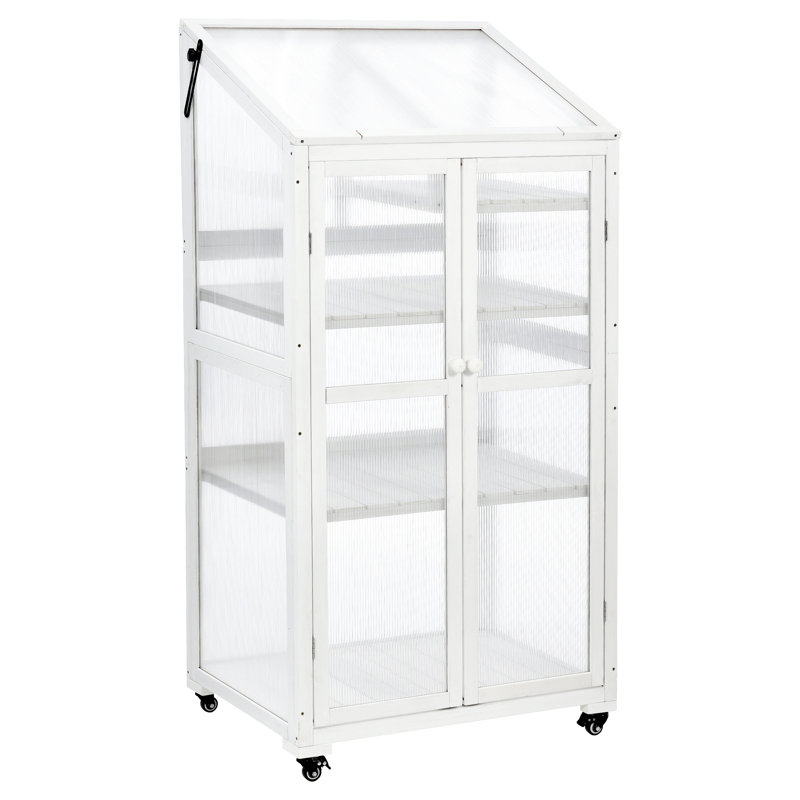 62Inch Height Wood Large Greenhouse Balcony Portable Cold Frame With Wheels And Adjustable Shelves For Outdoor Indoor Use