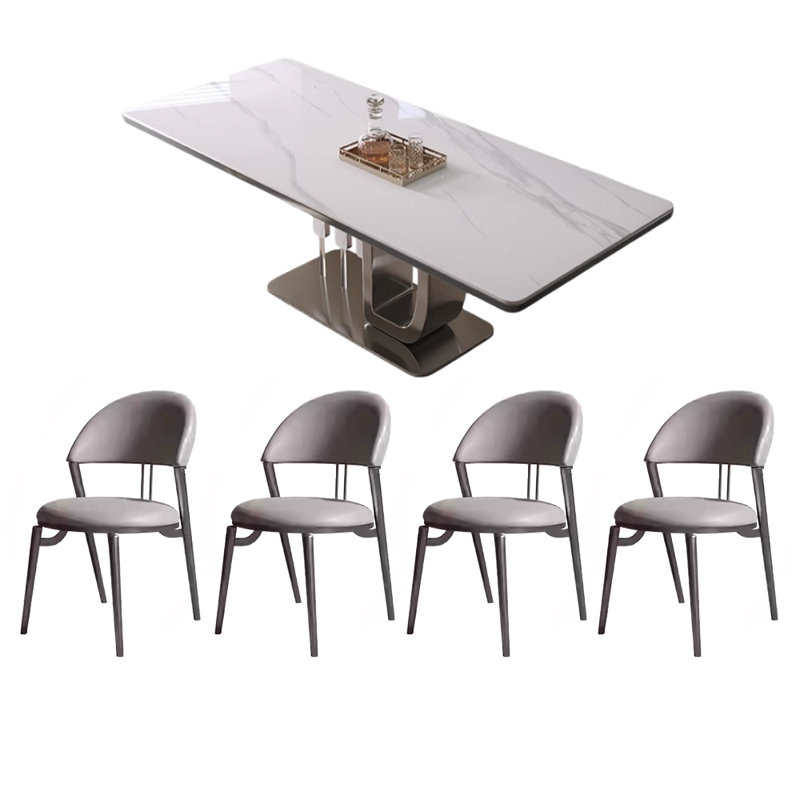 Table et chaise haut de gamme rectangulaire légère de luxe, H 29,5 po x L 62,9 po x l 33,4 po, Blanc