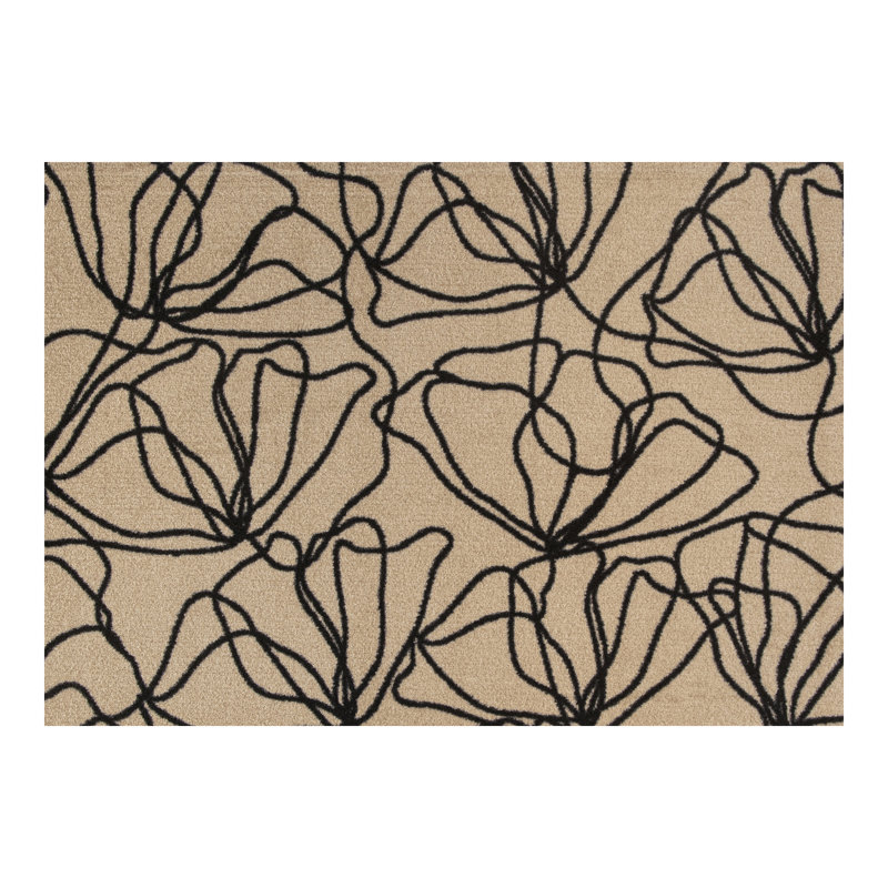 Poppies Black Standard 2x3 Washable Rug