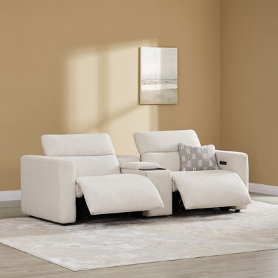 96.5'' Wide Upholstered Reclining Sofa with Console