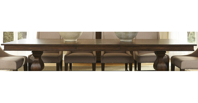 Barlow Extendable Double Pedestal Dining Set, 7 Pieces: Table, 6 Chairs