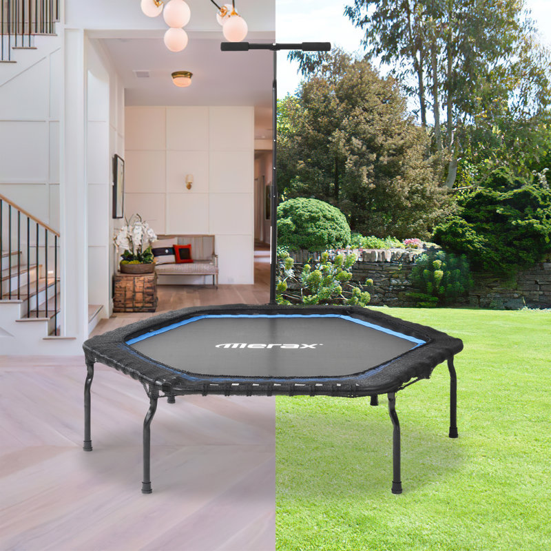 KINWELL ft Hexagon Fitness Trampoline with Handlebar, Blue