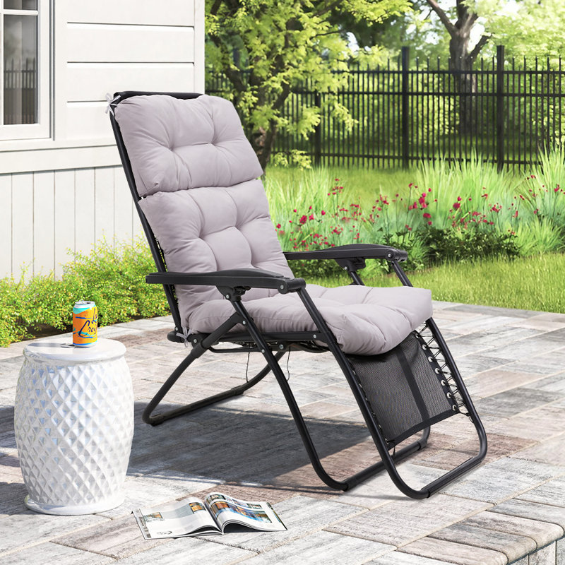 Gray Tri-Fold Garden Siamese High Back Chair Cushion