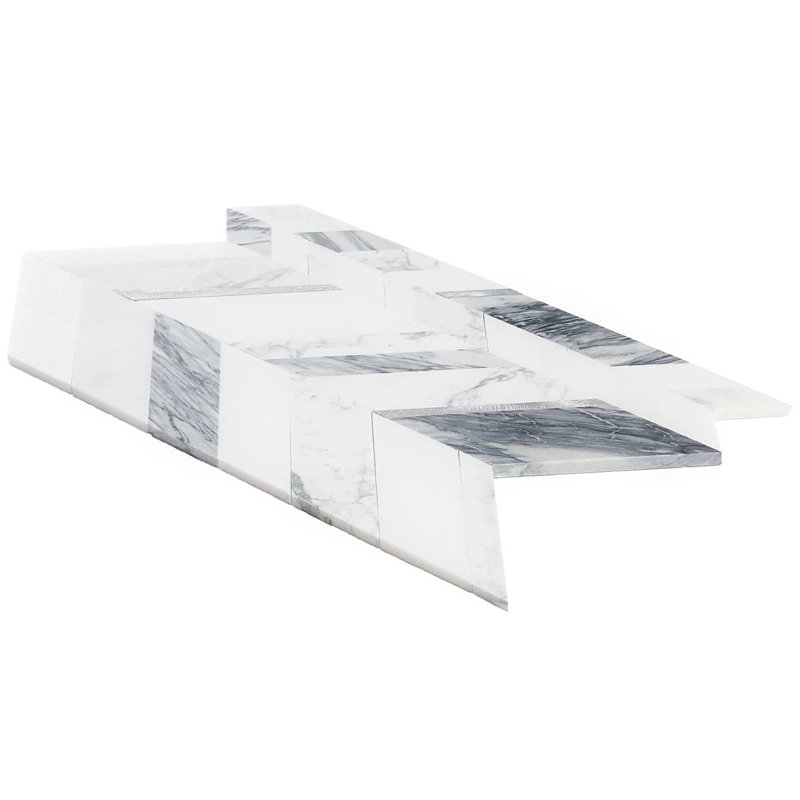 Amari Polished Marble And Aluminum Mosaic, Grigio