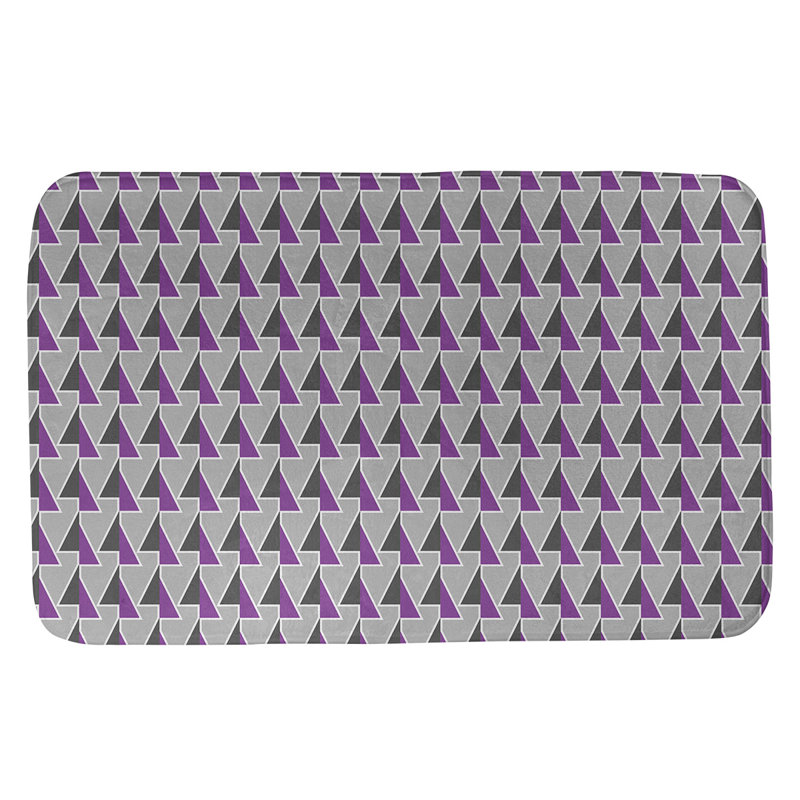 Tapis de bain géométrique antidérapant à motif de flèches décalées, l 21 po x L 34 po, Violet