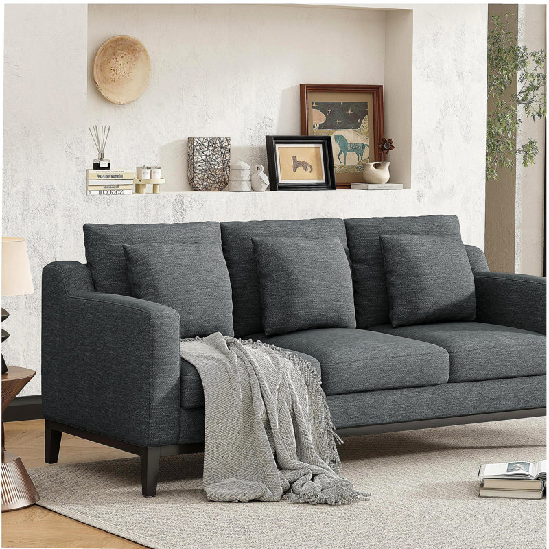 Canapé 3 places avec pieds en bois Mirod Comfy, moderne pour le salon et le bureau