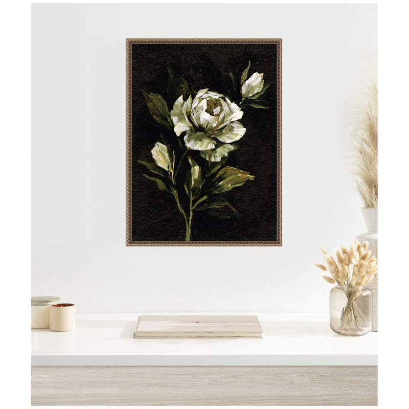 «Moody Floral 2» par Annie Quigley, reproduction d'art sur toile encadrée, Doré