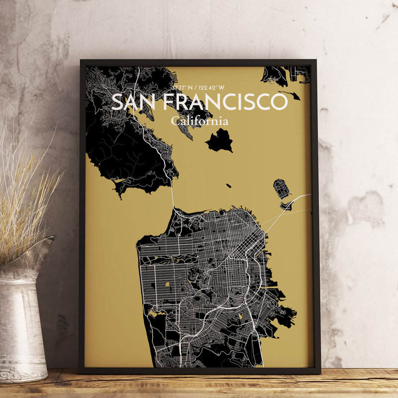 " San Francisco City Map ", 36" H x 24" W x 0.05" D