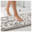 Tapis de bain en coton gris touffeté à motif floral, 61 cm x 152 cm