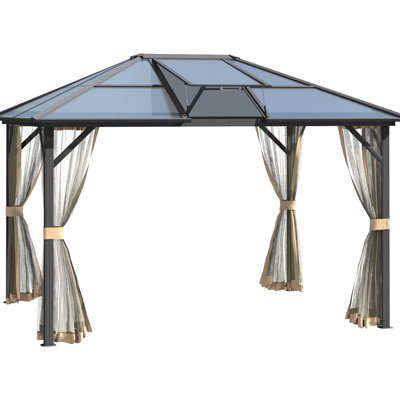 Gazebo Canopy With Polycarbonate Roof And Solid Aluminum Frame For Patio Refreshment Time 10' X 12' & Fun