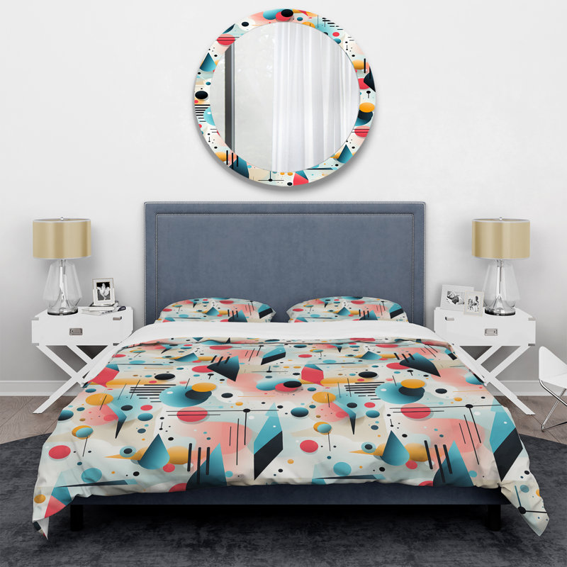 Ensemble de housse de couette rose et bleu 1950S, Housse de couette pour très grand lit et 2 très