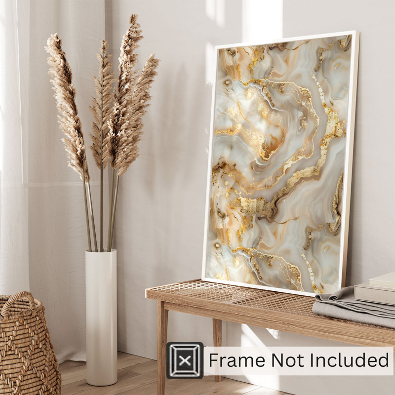«Abstract Gold Geode I», reproduction d'art moderne sans cadre, 14" H x 11" W