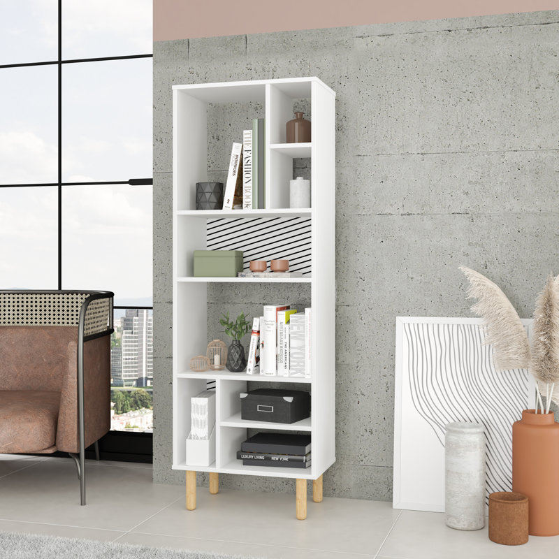 Amettes 60" White Modern Abstract Open Shelving Unit