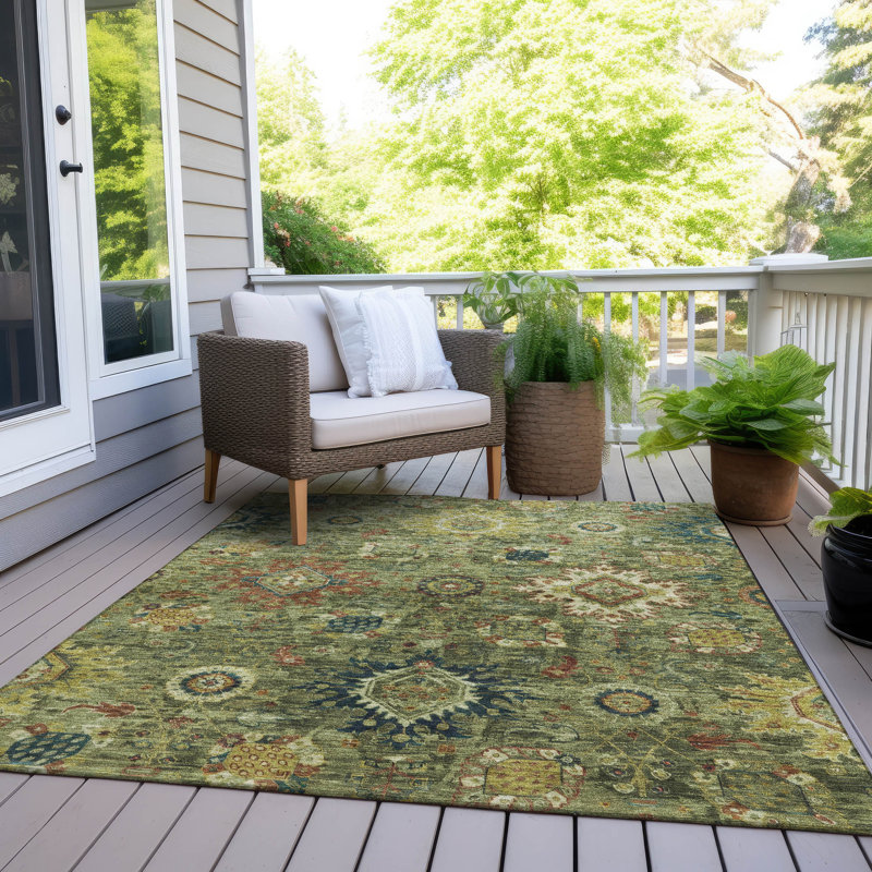 Tapis intérieur / extérieur Xhevrie lavable à la machine, Rectangle 2 pi 6 po x 3 pi 10 po