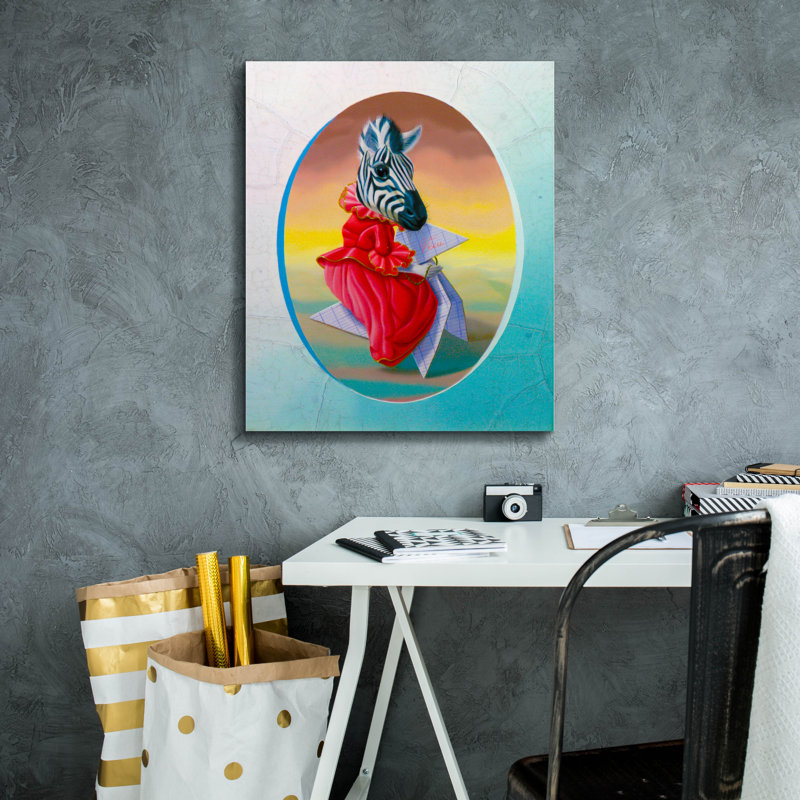 "Madame Zebre" par Valery Vecu Quitard, H 24 po x l 20 po x P 0,75 po