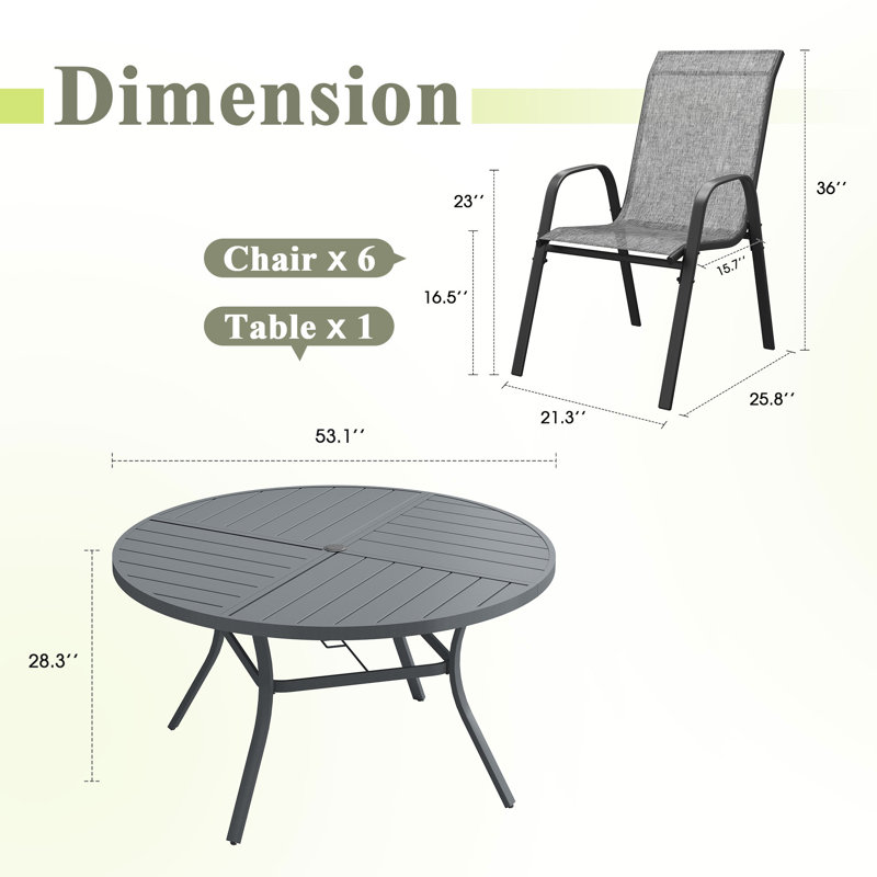 Ashville avec chaises empilables en textilène, Brush Wood Grey/Grey