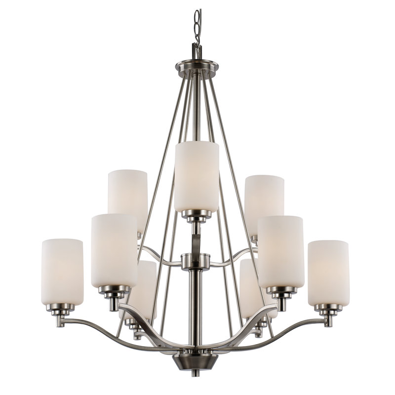 Lustre empire 9 lumières Juli, Bronze huilé