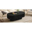 Table basse ovale de ferme l 48,4 po avec plateau de table de 10,7 po d'épaisseur, table de bout tambour de style crème moderne, table centrale cannelée minimaliste avec base robuste pour le salon, assemblage facile-833075787