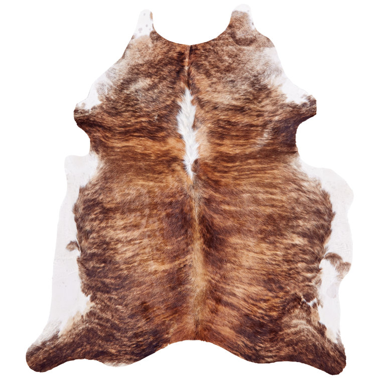 Tapis en cuir de vache avec imprimé animal brun Abernethy