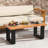 Teak Wood Patio Table With  River Feel Epoxy Tabletop Indoor Outdoor Side Table