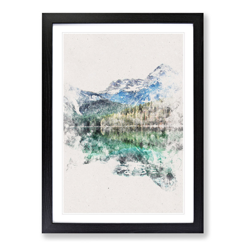 Lake Tovel in Trentino Italy - Picture Frame Painting Print, 63cm H x 45cm W x 2cm D, Black Framed