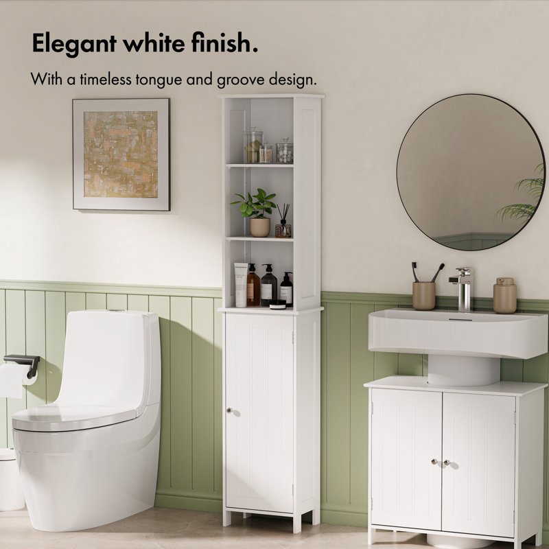Canal Point Holbrook White Tall Bathroom Cabinet