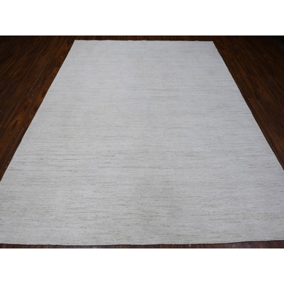 7'11" x 9'8" New Hand Knotted Ivory Wool Rectangle Oriental Rug - MOA10288737
